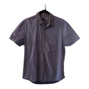 G by Guess Blue Polka Dot Short Sleeve Button Up Medium